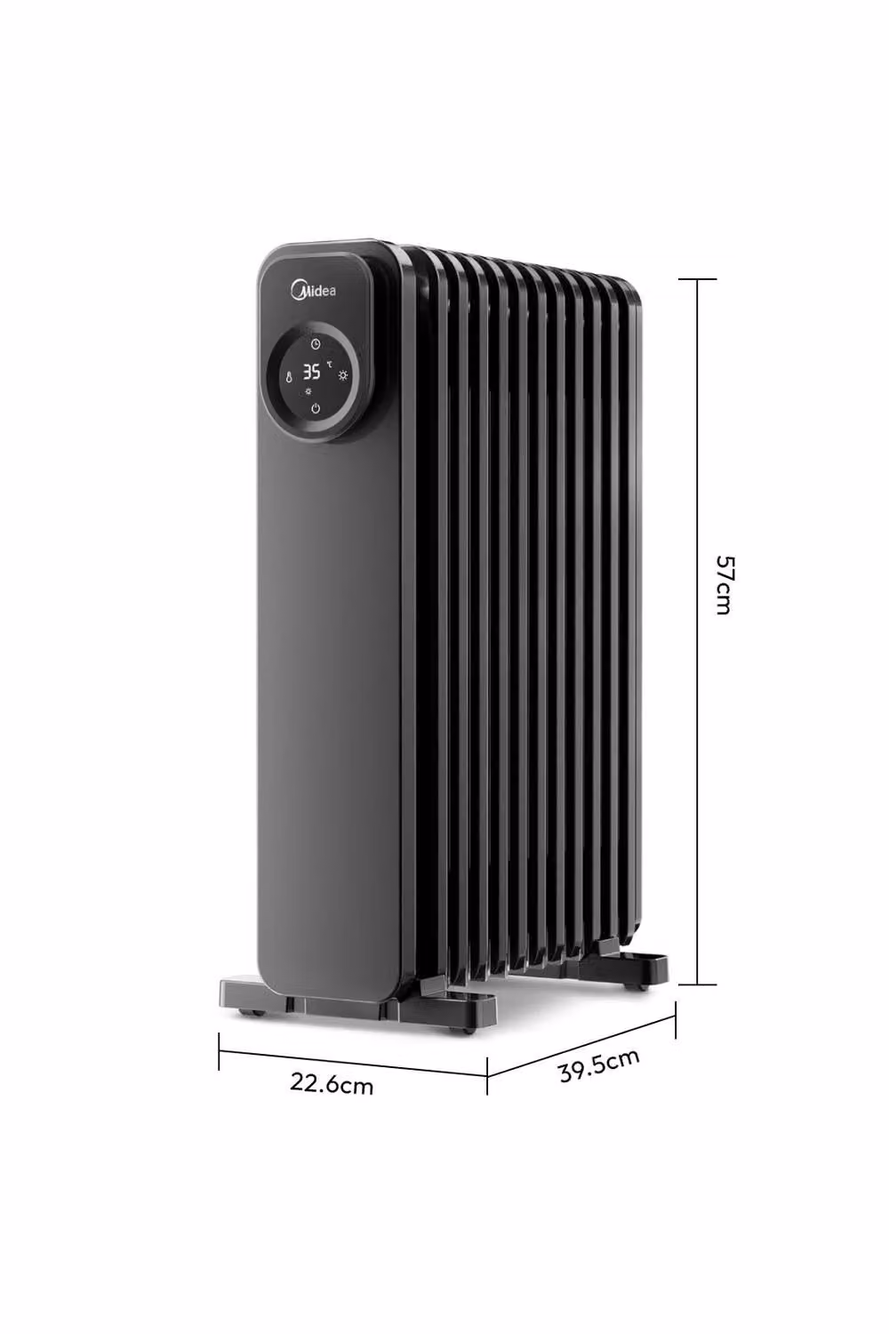 Midea 2.3kW 11-Fin Electric Oil-Filled Radiator with Remote Control and Overheat and Tip Over Protection, Black – 6