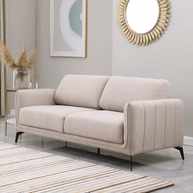 More4Homes Oslo Scandi Style Fabric 2 and 3 Seater Sofa Set in Beige