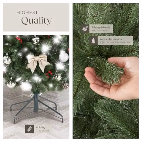 tectake Artificial Christmas Tree in Green with Lifelike Pine Needles and Foldable Steel Stand, Height: 230 cm – 5