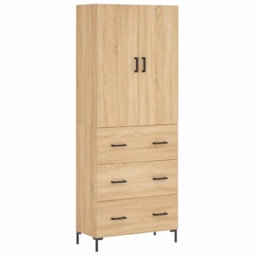 vidaXL Modern Highboard Sideboard in Brown Sonoma Oak with Drawers and Doors, W/D/H: 180 x 34 x 69.5 cm