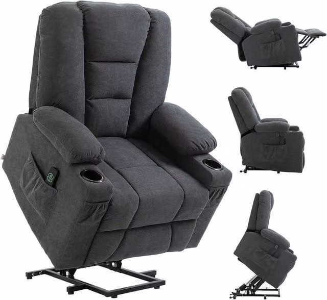 FORGEVIO Riser and Recliner Chair with Remote Control in Dark Grey