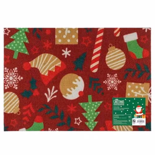 JVL Candy Lane Christmas Festive Machine Washable Non-Slip Entrance Doormat, W: 40 cm, D: 57 cm – 1