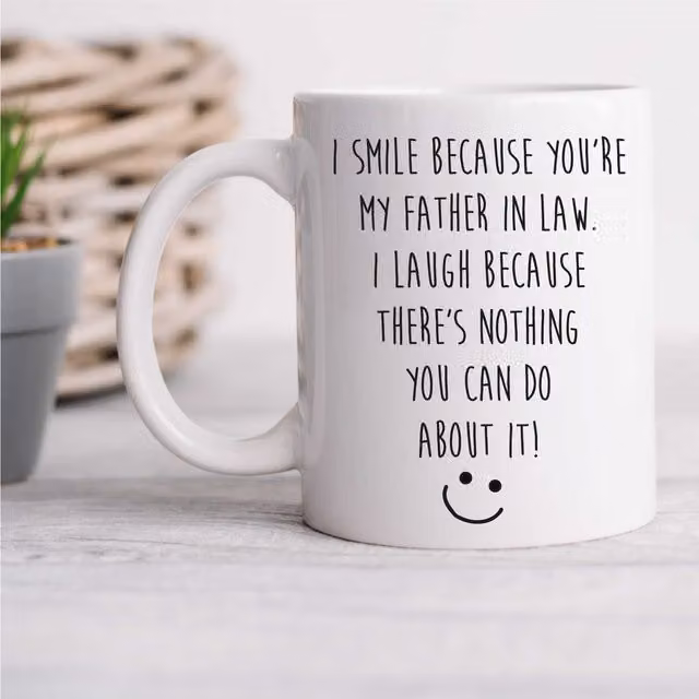 60 Second Makeover Funny Father in Law Mug, White Ceramic