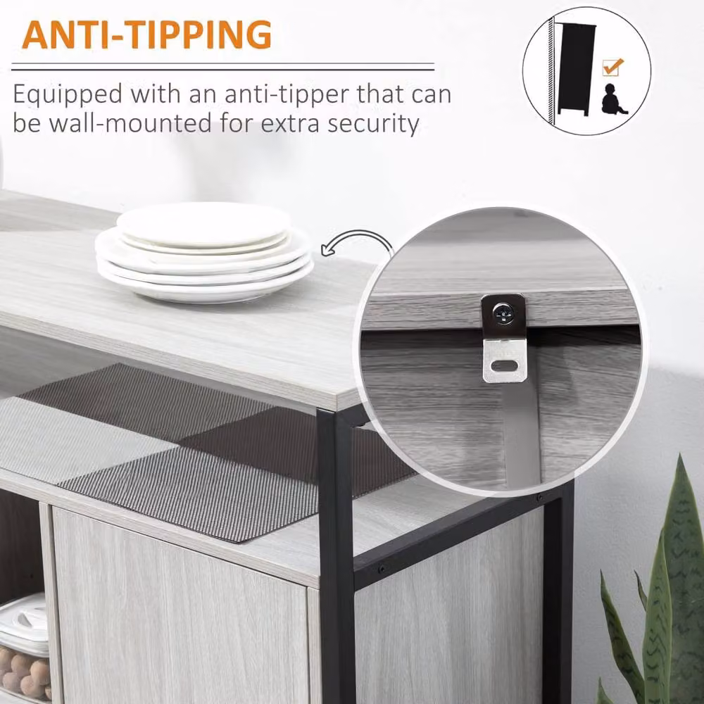 Wyld Haus Vara Modern Grey Sideboard with Steel Frame and 2 Doors – 5