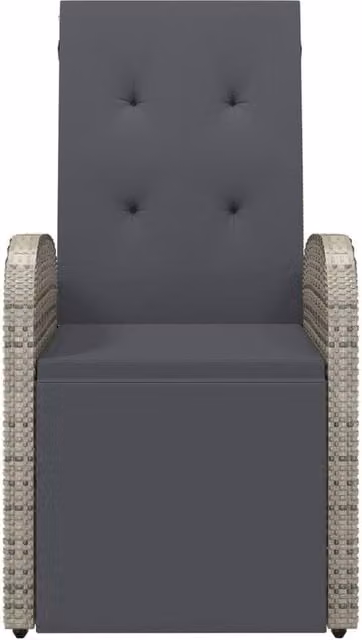 Berkfield Home Reclining Garden Chair with Cushions in Grey Poly Rattan and Steel – 1