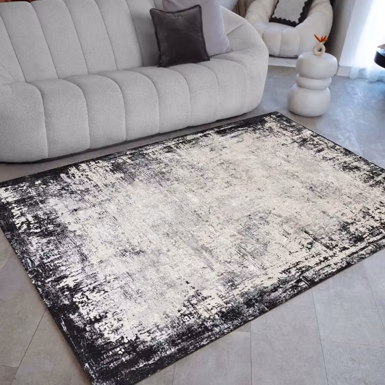 The Rug Shop UK Border Grey Abstract Modern Stain-Resistant Easy to Clean Rug W: 240 cm, L: 340 cm
