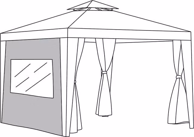 Gardenista Replacement Garden Gazebo Side Panels with Window in Grey Polyester