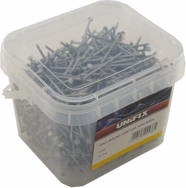 Unifix Galvanised Round Steel Wire Nails, Grey, 150mm x 6.00mm, Box of 4