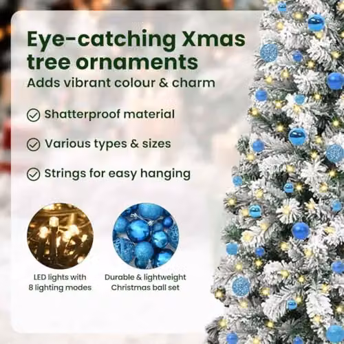 vidaXL Modern Cone Christmas Tree in Green, White and Blue, Height: 240 cm – 6