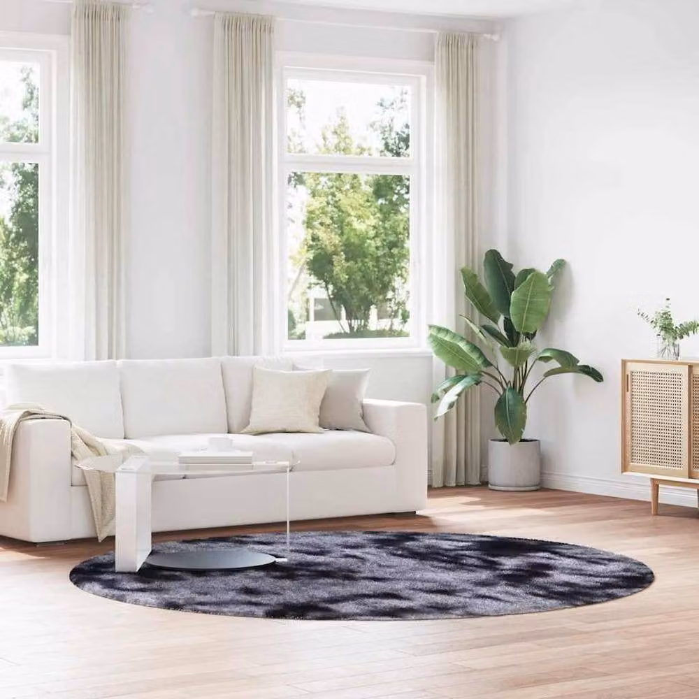 Berkfield Home NAVARRA Shaggy High Pile Rug, Dark Grey, W/D/H: 240 x 240 x 1 cm – 1