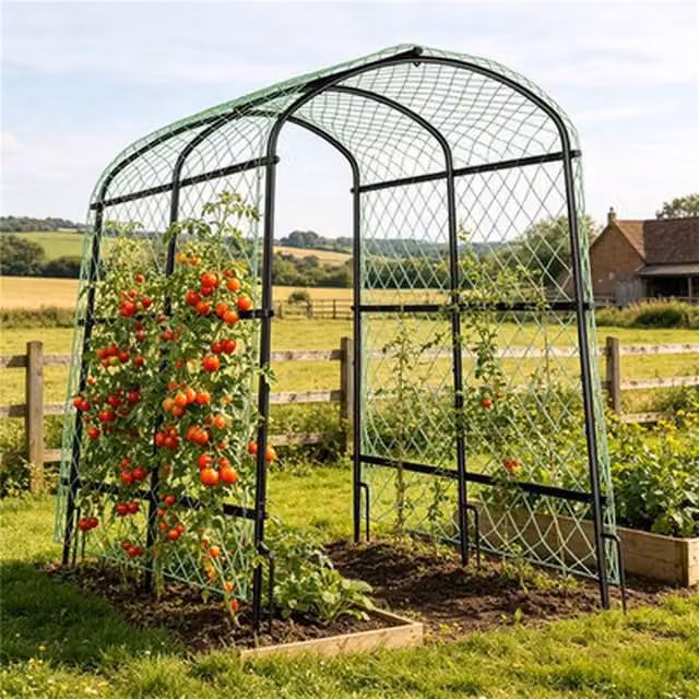 NESTLUNE Black Garden Tunnel Arch Trellis Support for Climbing Vegetables and Plants, W/D/H: 160 x 100 x 15 cm – 1