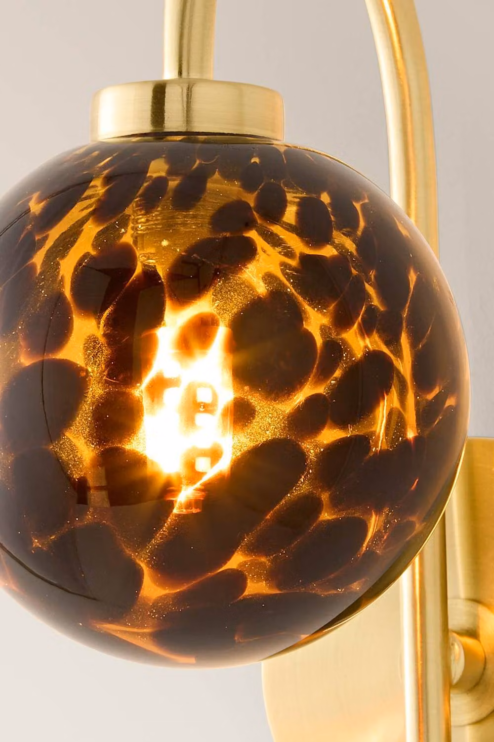 ValueLights Chiara Leopard Print Hand Blown Glass Globe Wall Light in Gold and Black – 3