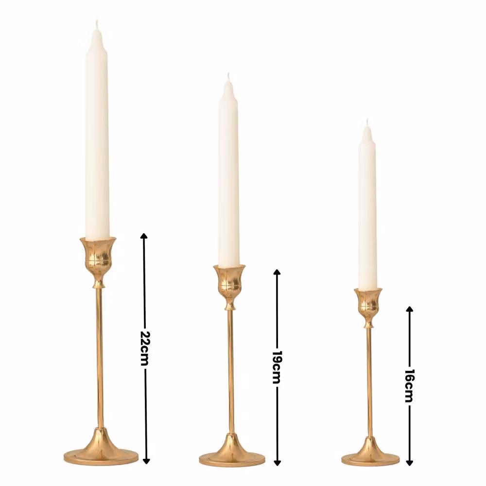 Marco Paul 3-Piece Metal Taper Candle Holder Set in Gold and White – 2