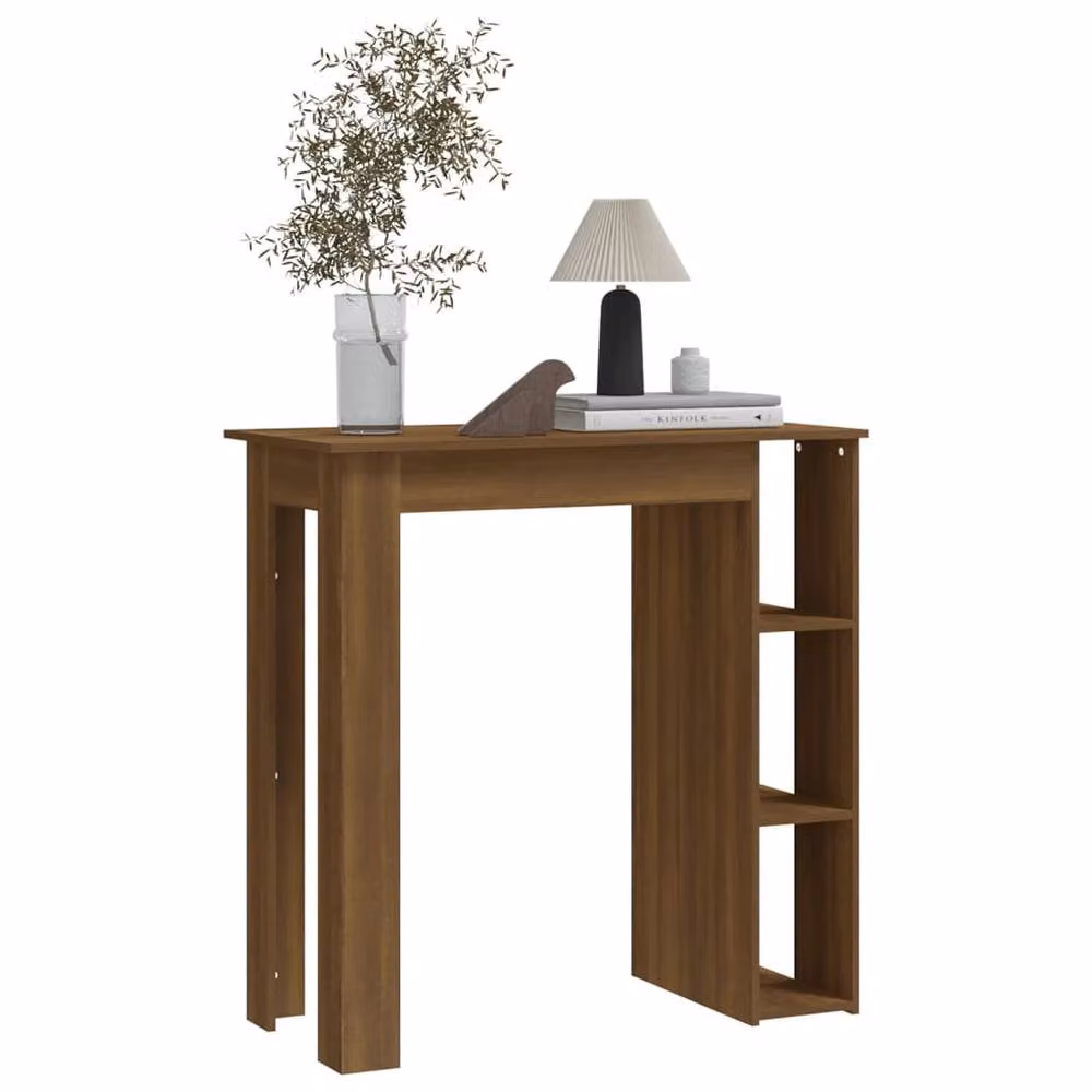 Berkfield Home Bar Table with Shelf in Brown Oak, W/D/H: 102 x 50 x 103.5 cm – 5