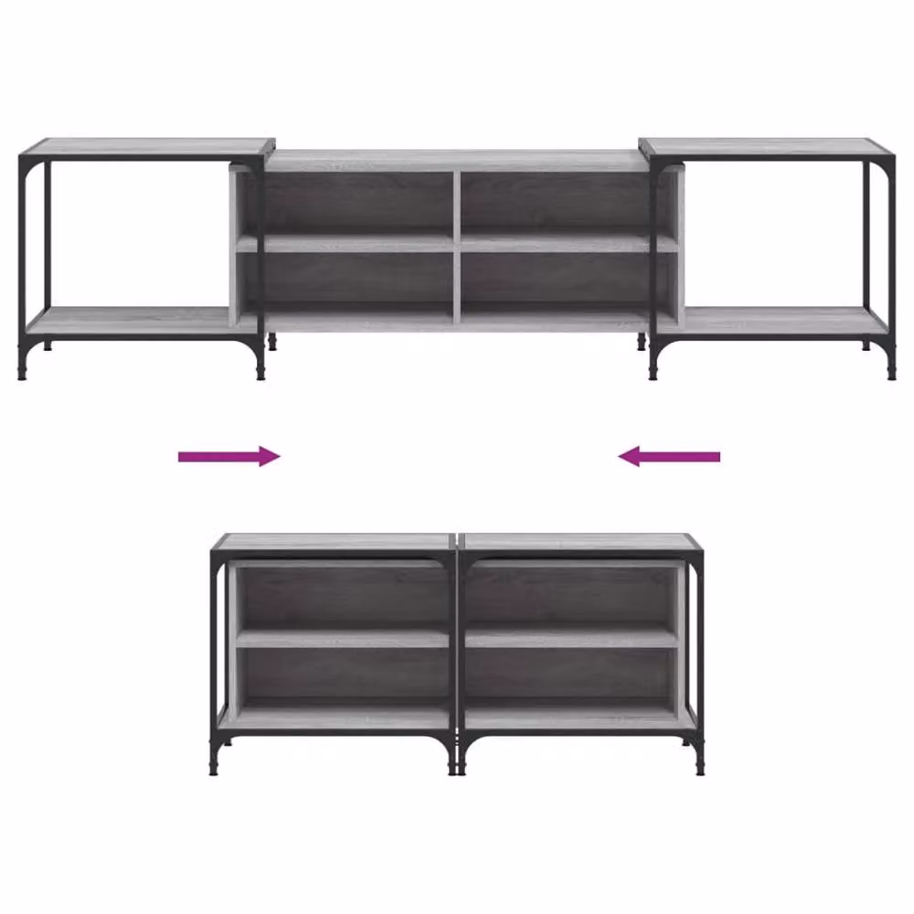 Berkfield Home Grey Sonoma TV Cabinet in Engineered Wood, W/D/H: 203 x 37 x 50 cm – 4