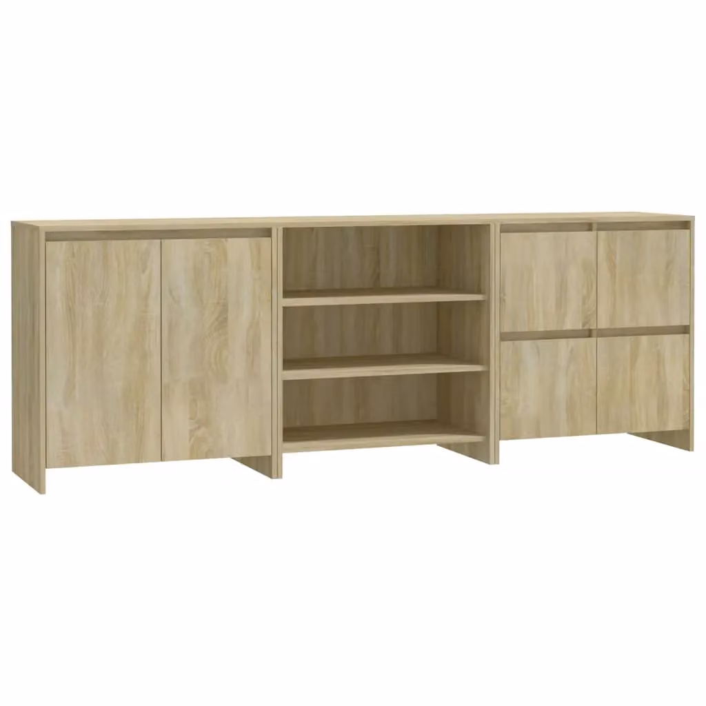 Berkfield Home 3 Piece Sonoma Oak Sideboard Set in Beige Engineered Wood – 2