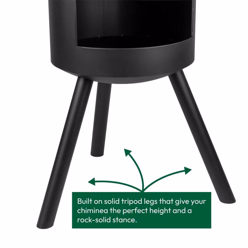 SPETLEK Outdoor Chiminea Wood Burning Heater in Black, H 135.0 x W 55.5 x D 63.5 cm – 4
