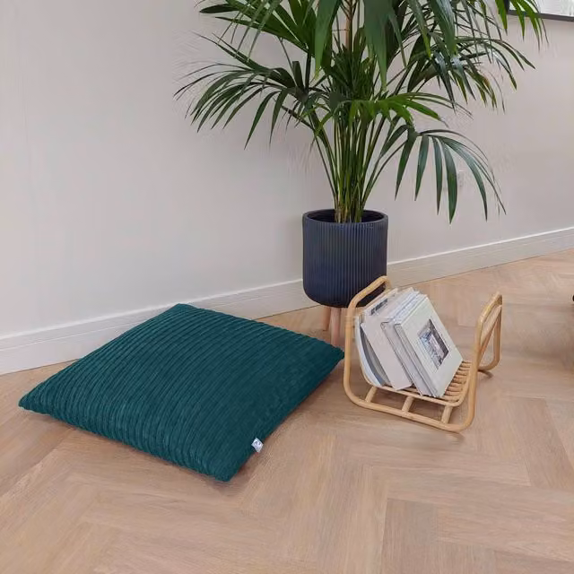 rucomfy Jumbo Cord Bean Bag Floor Cushion in Petrol Blue with Removable Cover – 1
