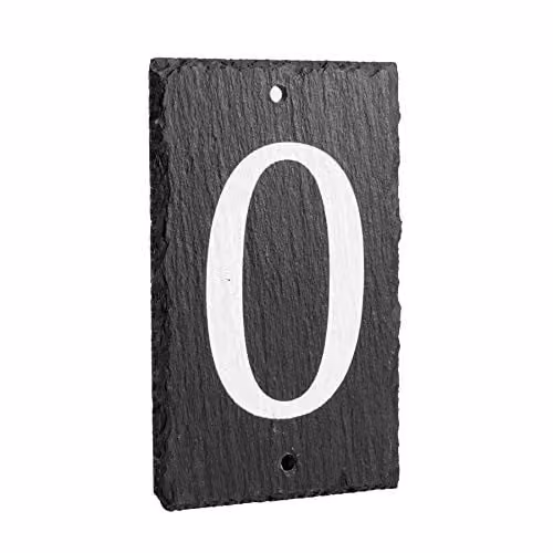 Nicola Spring Rustic Natural Solid Slate House Number 0 Plaque in Grey, W/H: 9 x 14.5 cm