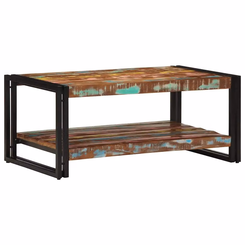 Berkfield Home Multicolour Reclaimed Solid Wood Coffee Table, W: 90 cm, D: 50 cm, H: 38 cm – 2