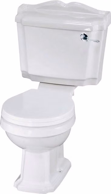 Balterley Traditional Close Coupled Ceramic WC Toilet Pan and Cistern with Seat, White, W/D/H: 88.5 x 71.5 x 49 cm