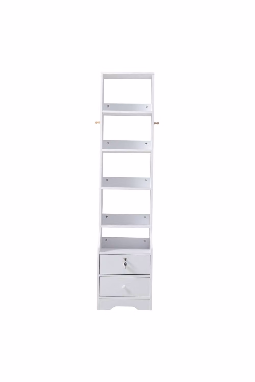Living and Home White Storage Shelving Unit with 5 Shelves and Lockable Drawer – 2
