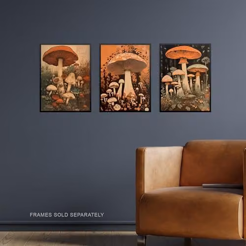 Artery8 Set of 3 Botanical Fungi and Mushroom Unframed Paper Poster Prints, Multicolour Vintage Nature Wall Art – 2