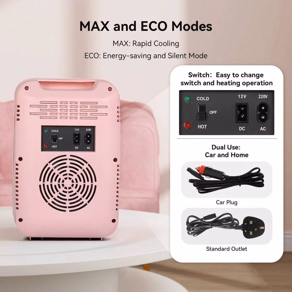 FLAVORA 4L Portable Mini Fridge and Cooler Warmer with LED Mirror in Pink – 3