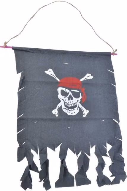 Bristol Novelty Distressed Skull and Crossbones Pirate Banner in Dark Grey