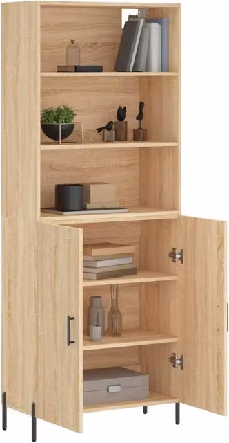 Berkfield Home Sonoma Oak Highboard in Light Brown, W/D/H: 69.5 x 34 x 180 cm – 1