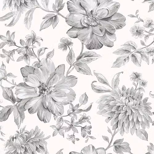 Fine Decor Isabella Floral Botanical Wallpaper Roll, Grey, Non-Woven and Washable