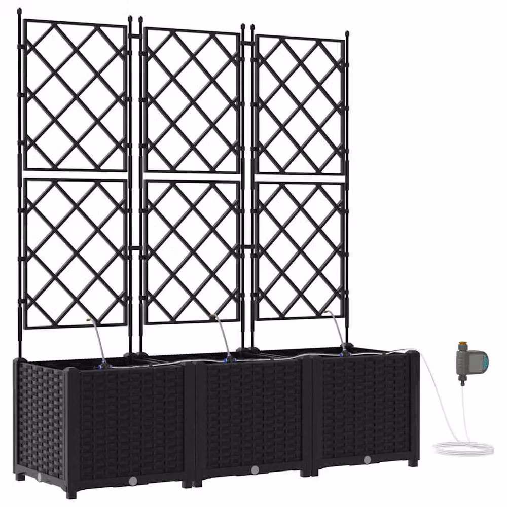 Berkfield Home Garden Planters with Water Irrigation System, 3 Piece Set, Black – 2