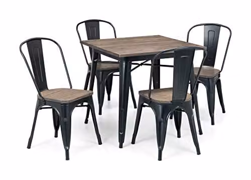 Julian Bowen Grafton Square Dining Table in Brown and Black, W/D/H: 80 x 80 x 75 cm – 5