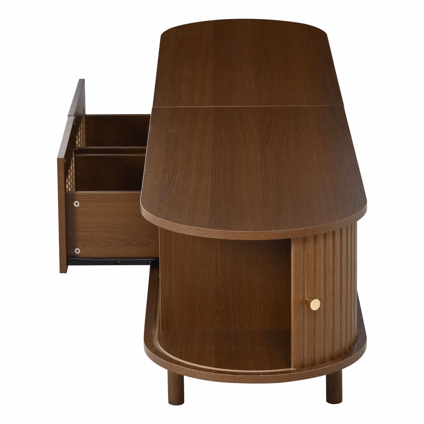 Aosom UK Modern TV Stand with 2 Rattan-Effect Drawers in Brown, W: 180 cm, D: 40 cm, H: 40 cm – 6