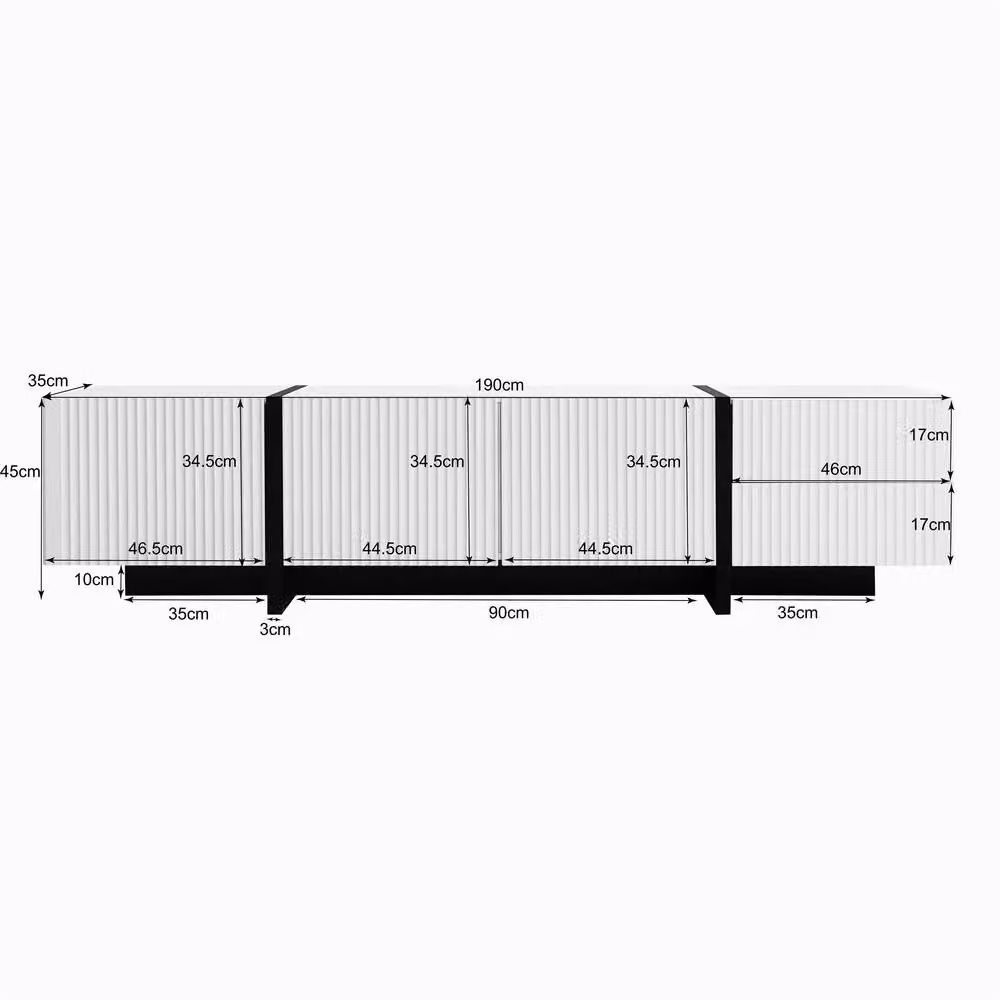 Matteo Modern TV Cabinet with 3 Doors and 2 Drawers in Black and White – 3