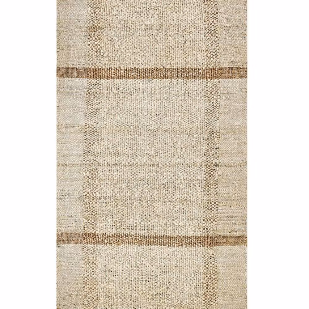 Wyld and Coco Handwoven Jute and Cotton Boho Rug in Beige with Fringes, W/D: 80 x 150 cm – 2