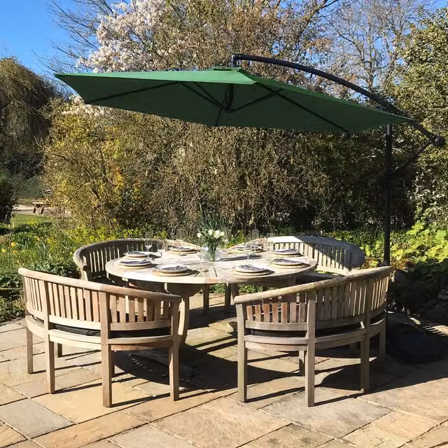 Monstershop Green Cantilever Parasol with Fan Base and Grey Polyester Canopy