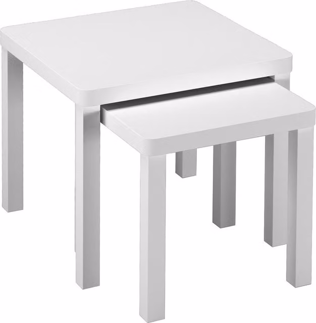 URBNLIVING Set of 2 Square White Wooden Nesting Coffee Tables