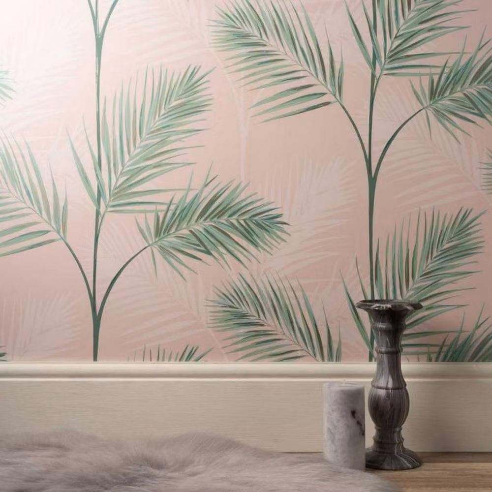 Fine Décor South Beach Palm Leaf Botanical Wallpaper in Pink – 2