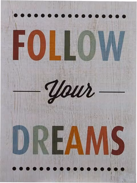 Maison by Premier Follow Your Dreams Shabby Chic Wood Wall Plaque in Multicolour