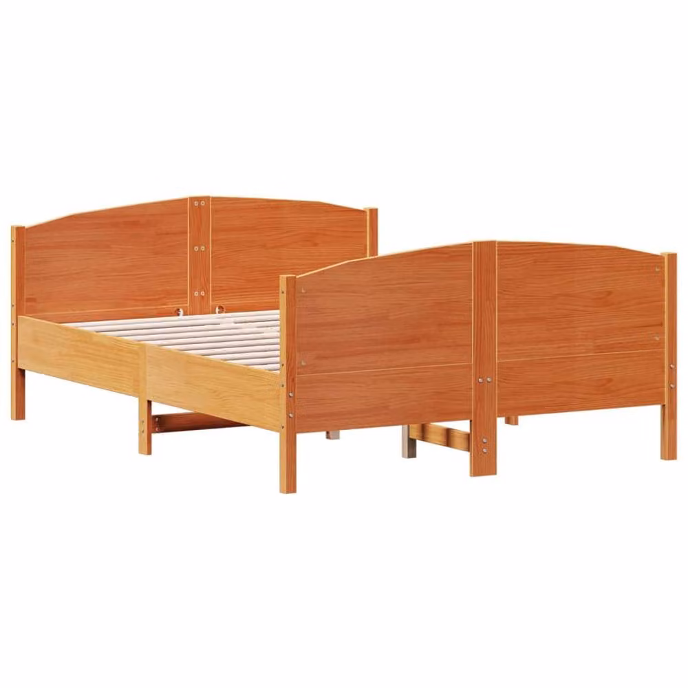 Berkfield Home Waxed Brown Solid Pine Wood Bed Frame W/D/H: 200 x 140 x 74.5 cm – 3