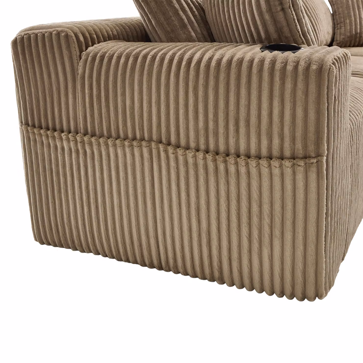 Aosom UK Modular L-Shaped Sectional Sofa in Khaki with Plush Corduroy Upholstery and Deep Seats, W/D/H: 257 x 160 x 80 cm – 6