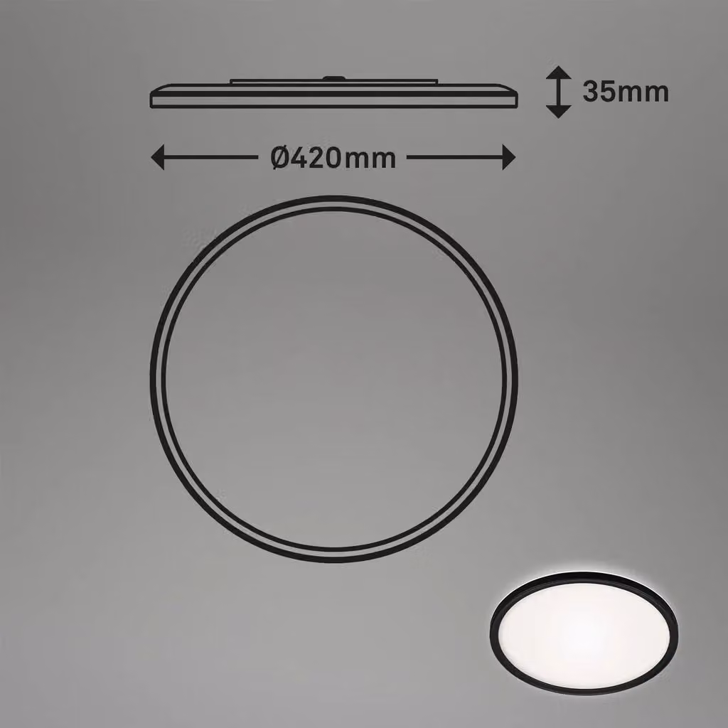 Briloner Black 22W LED Ceiling Light for Bathroom and Kitchen, IP44 Round Modern Design – 4