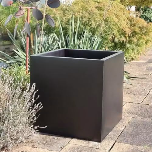 Access Garden Products Galvanised Steel Square Planter, Black, W: 40 cm, D: 40 cm, H: 40 cm – 2