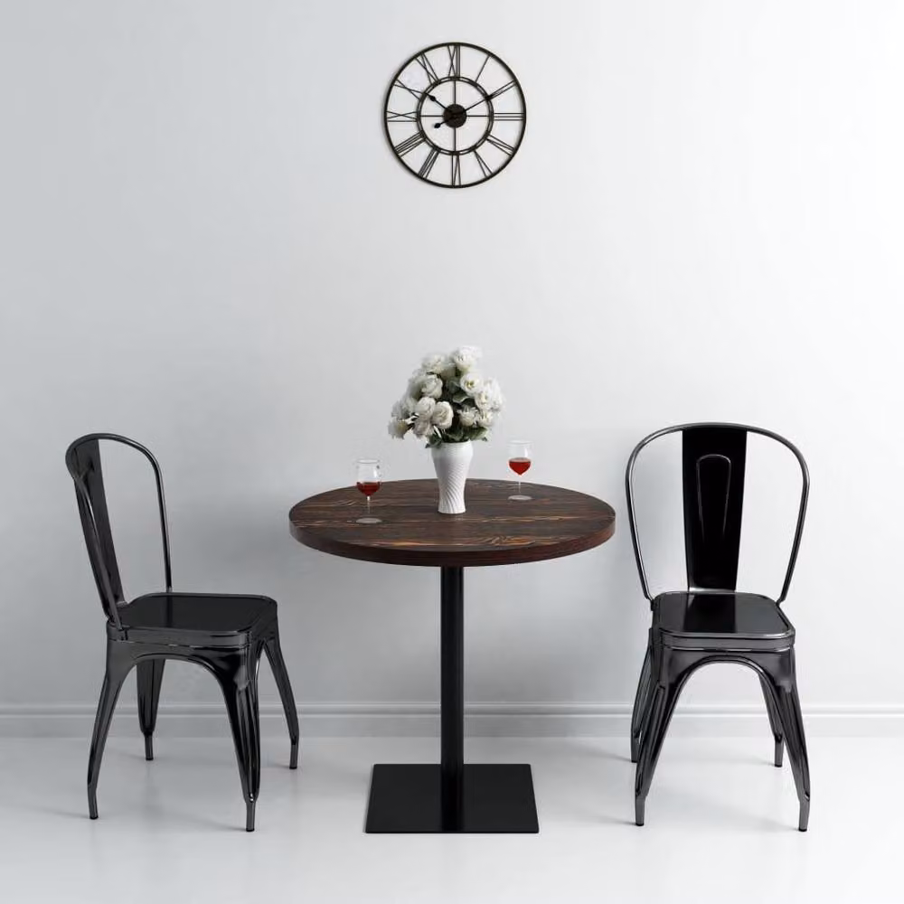 Berkfield Home Round Bistro Table in Dark Ash Brown, MDF and Steel, W: 80 cm, H: 75 cm – 2