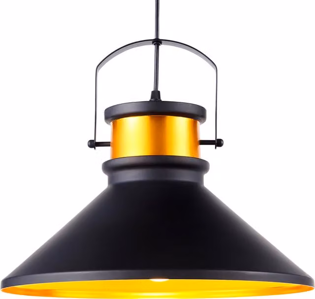 Modisteria Industrial Cone Pendant Lamp in Black and Gold/Brass Metal