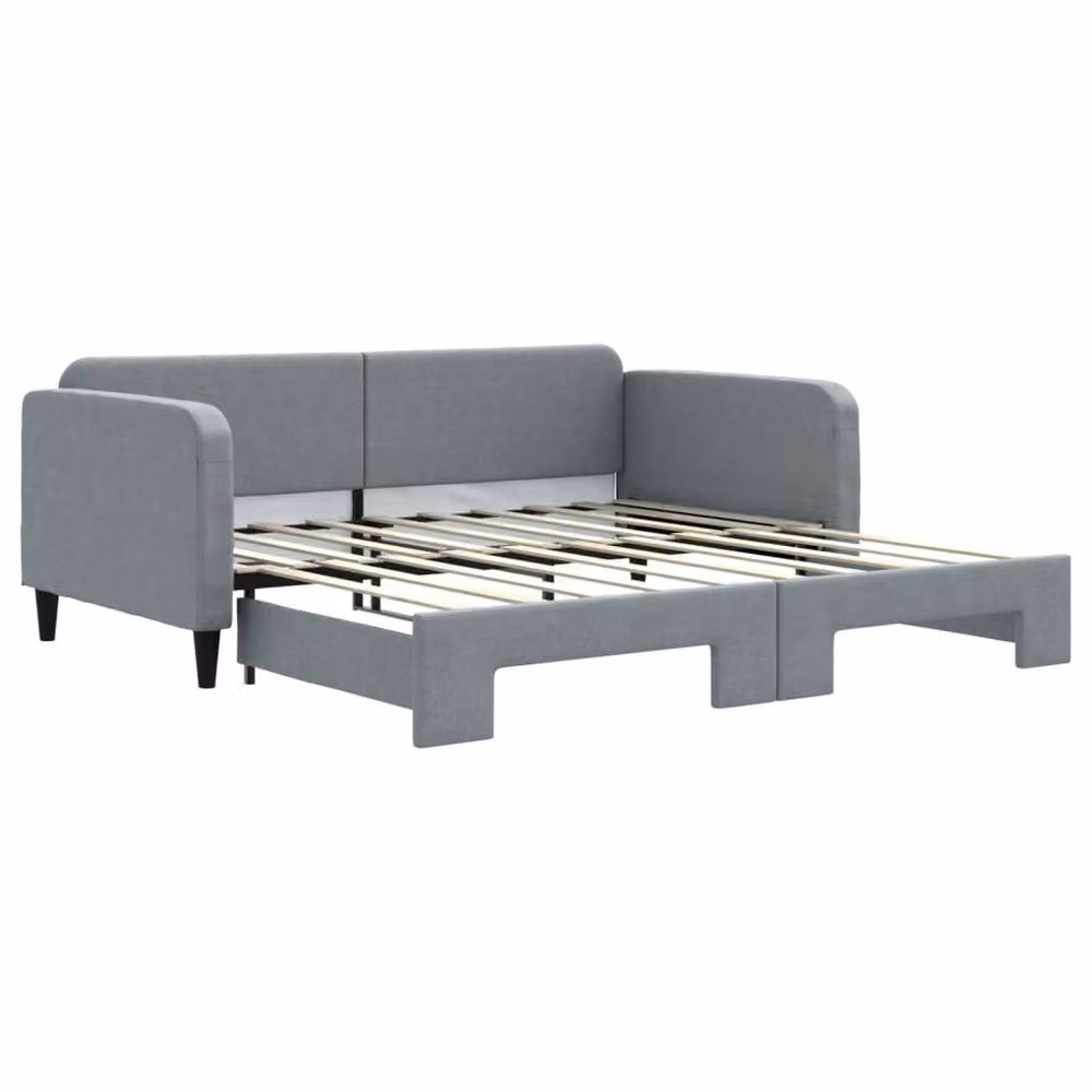 Berkfield Home Daybed with Trundle in Light Grey Fabric, W/D/H: 90 x 190 cm – 2