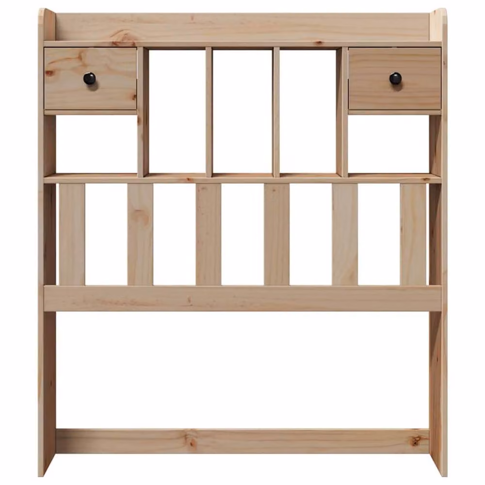 Berkfield Home Rustic Solid Wood Pine Headboard with Integrated Nightstands and Shelf in Beige, Width: 100 cm – 3
