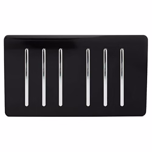 Trendi 6 Gang 2 Way Screwless Raised Front Modern Glossy Piano Black Electrical Wall Light Switch – 2