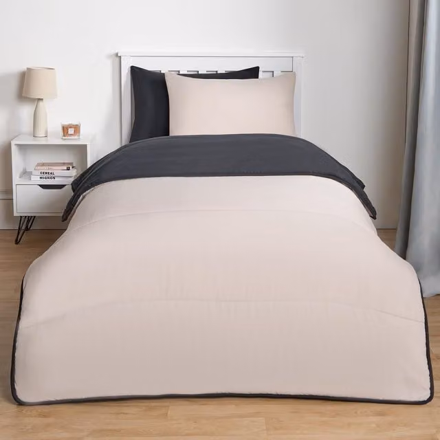 OHS 10.5 TOG King Size Duvet and Pillowcase Set with Quilted Hollow Fibre Cover in Stone – 1